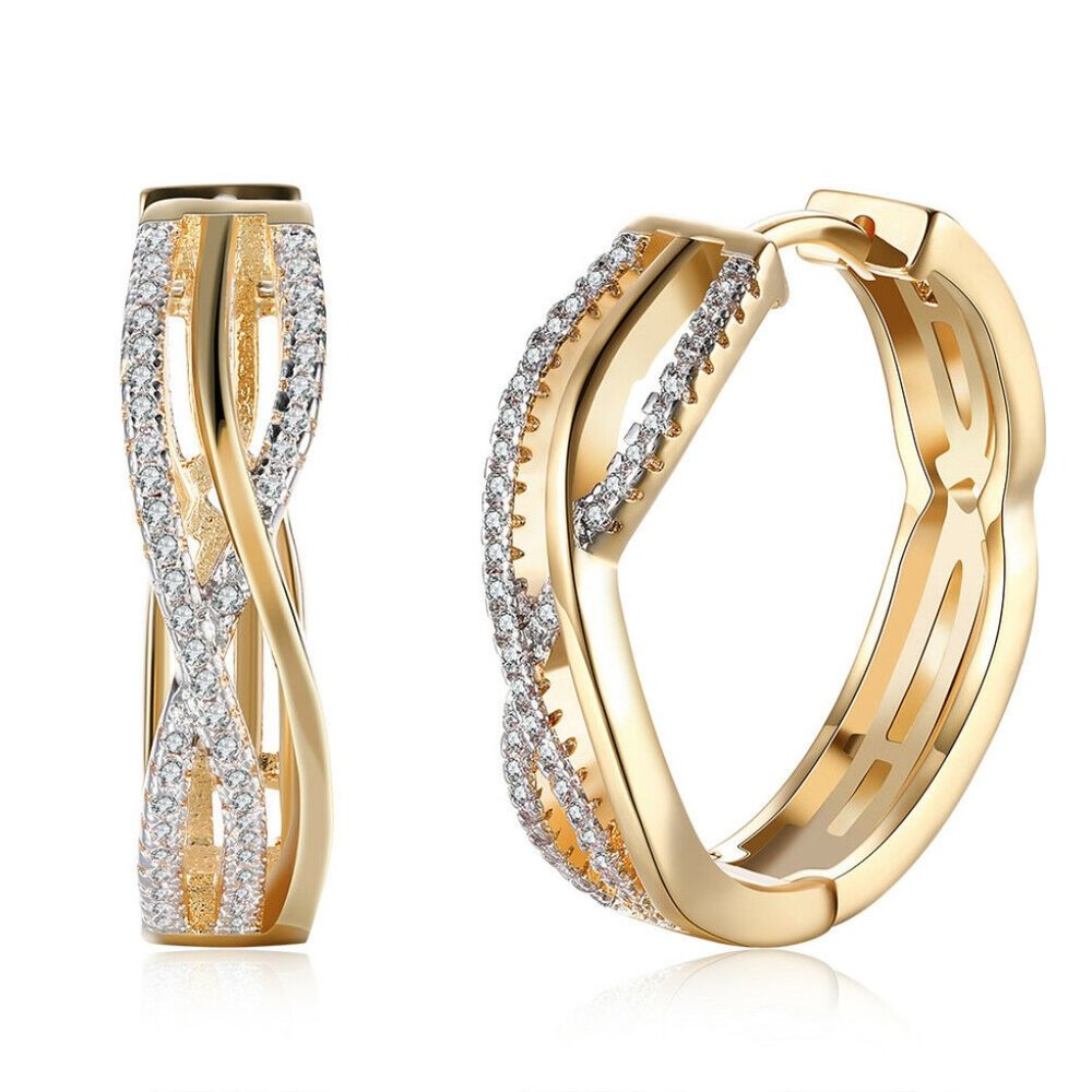 New 18K Gold Plated Hoop Earrings - Picture 3 of 4